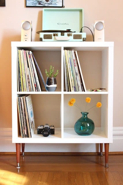 DIY record player stand from IKEA unit